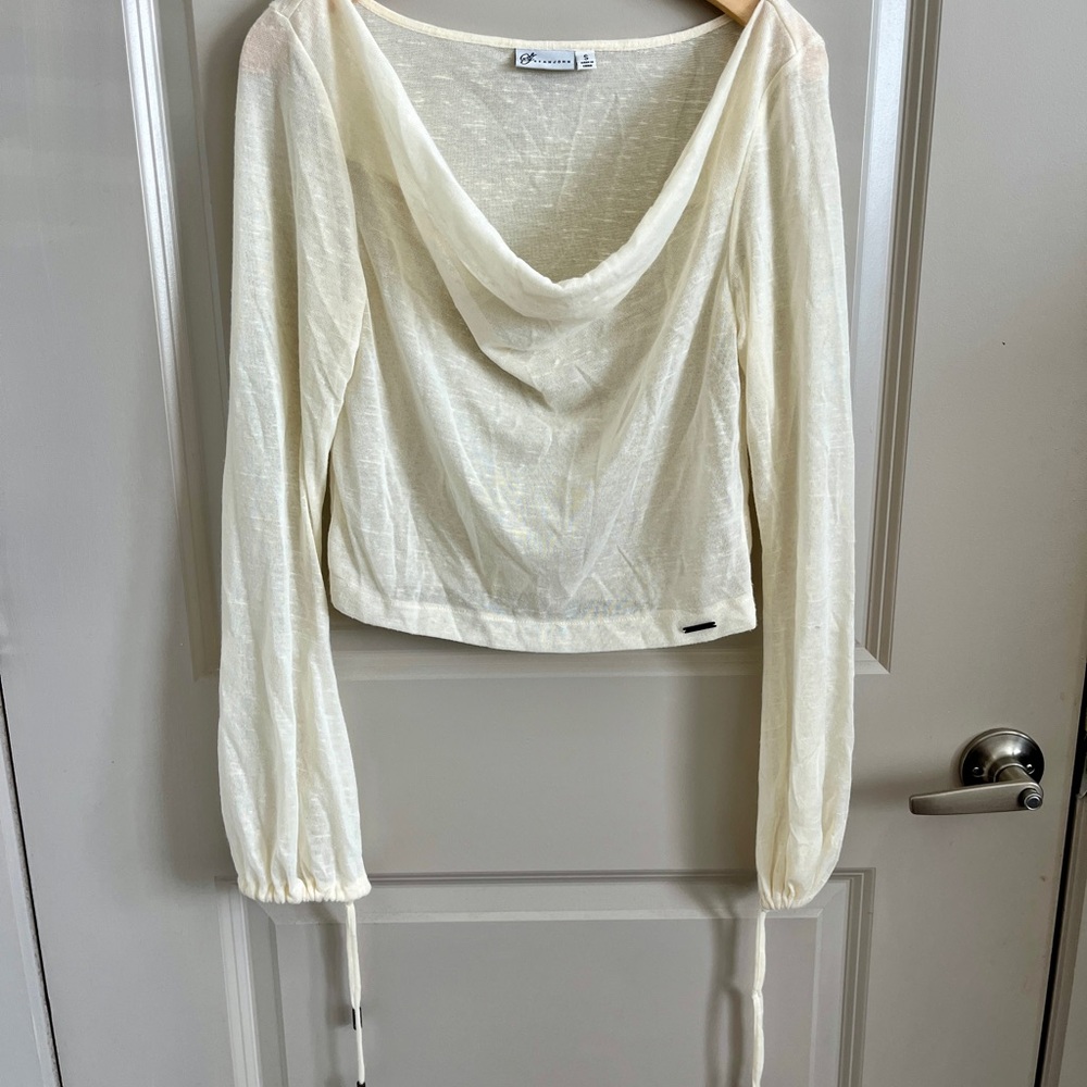 Sean John Cream Cowl Neck Lightweight Knit Top